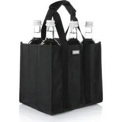 Vaily Flaschentasche mit 6 Fächern für max. 1,5 Liter Flaschen - Schwarz - Einkaufstaschen & Einkaufstrolleys, ideal für den sicheren Transport von Flaschen, dank doppelt genähter Trageriemen und platzsparend zusammenfaltbar.