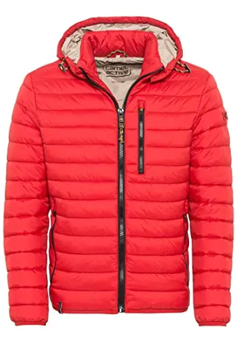 camel active Herren leichte Stepp-Blouson mit Kapuze aus recyceltem Nylon - Funktionale Übergangsjacke mit Stehkragen und praktischer Kapuze. Wasserabweisend und winddicht, ideal für wechselhaftes Wetter. Pflegeleichtes Material aus 100% Polyester.