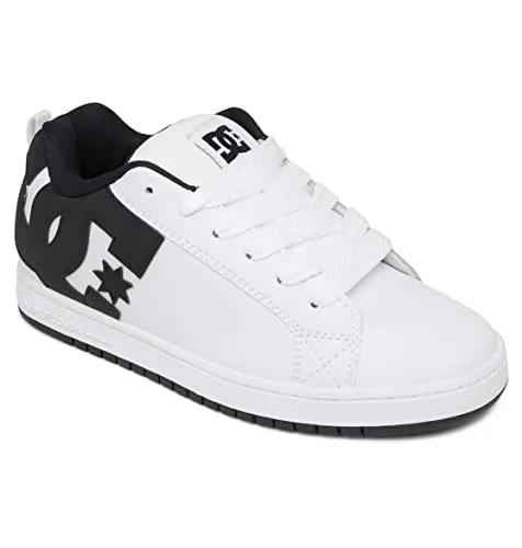 DC Shoes Herren Court Graffik Schuh, White/Black/Black, 53.5 EU - Herren-Sneaker mit gepolstertem Schaft für maximalen Tragekomfort und atmungsaktiven Belüftungsöffnungen für ideale Fußklima.