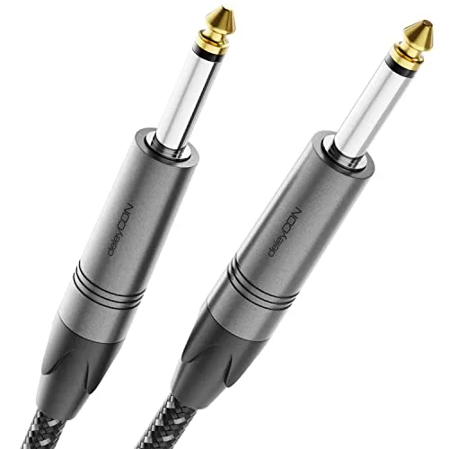 deleyCON 3,0m Instrumentenkabel 6,35mm auf 6,35mm Klinke Mono AUX - Studio Qualität - aus reinem OFC Kupfer (AWG24) - Klinkenkabel für E-Gitarre Bass Verstärker Mixer Keyboard