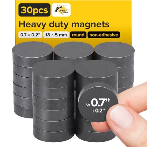 Ultra Starke Keramik Rundmagnete (18x5mm, 30 Stk) - Ferrit Magnete Rostfrei, Hitzebeständig - Vielseitig für Werkstatt, Haushalt, Büro, Kühlschrank, Whiteboard & DIY Basteln