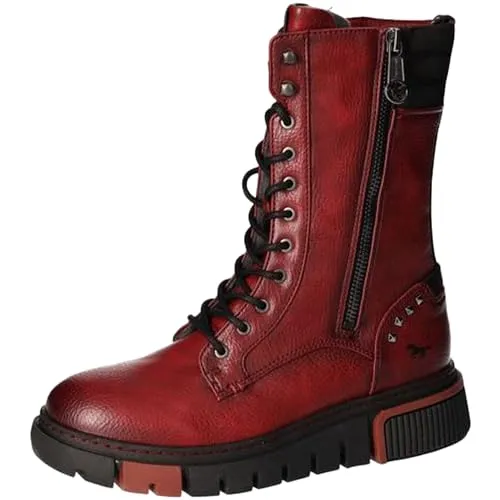 Mustang Damen 1502-503 Schnür-Booty, rot, 37 EU - Wanderschuhe mit Reißverschluss für schnellen Einstieg und profilierter Laufsohle – ideal für Outdoor-Abenteuer!