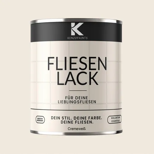 Kenzopaints 750ml Fliesenlack Fliesenfarbe - Cremeweiß (RAL 9001)