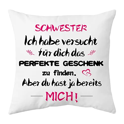 Shoppawhile Schwester Geschenk zum Geburtstag, Weihnachten Geburtstagsgeschenk Kissenbezug 40x40cm