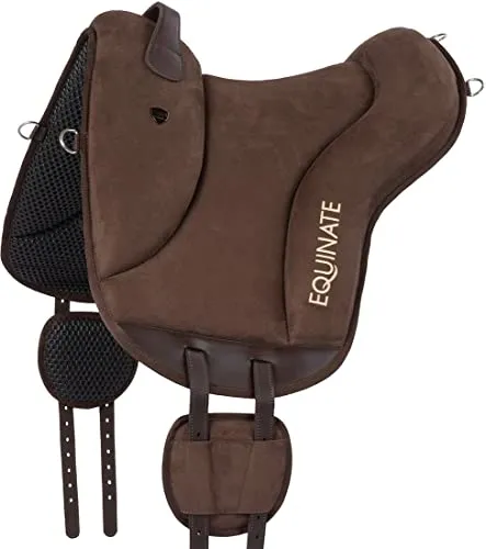 Equinate Reitpad Newfield Pony Braun - Pflegeleichtes Bareback Pad mit Neopren Unterseite - Pads & Gel-Unterlagen für Reitsättel, bietet sicheren Halt durch synthetisches Wildleder und eine pflegeleichte anti Rutsch Unterseite aus Neopren.