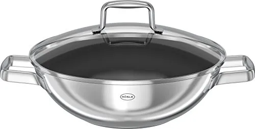 RÖSLE Moments Wok Antihaft 28 cm - Edelstahl Wok mit ProPlex Antihaftbeschichtung, hitzebeständig bis 260 °C ohne Deckel, ideal für gesundes Kochen und einfache Reinigung.
