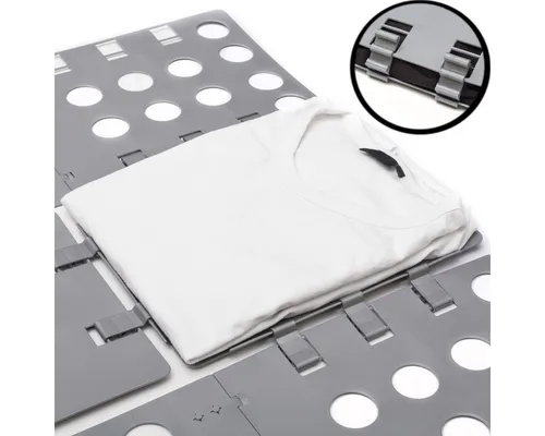 Goods+Gadgets Faltbox Profi Wäschefalter – Effizientes Wäsche Faltbrett für Hemden & Pullover - Praktisches Faltbrett in Grau für ein schnelles und ordentliches Falten von Wäsche. Ideal für Hemden und Pullover, spart Zeit und Platz beim Wäschelegen.