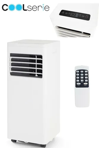 Dynamic24 - Mobile Klimaanlage 7000 BTU für kleine Räume - Effiziente mobile Klimaanlage mit 7000 BTU, ideal für Räume bis 15 m². Mit Funktionen zur Kühlung, Entfeuchtung und einem Nachtmodus für angenehmen Schlafkomfort.