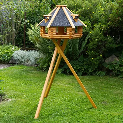 Deko-Shop-Hannusch XXL Luxus Vogelhaus mit Solarbeleuchtung - Futterstationen für Wildvögel, hochwertiges Holzdesign mit Solarbeleuchtung für stimmungsvolle Nächte und ein elegantes Zuhause für Vögel.