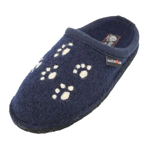 HAFLINGER Flair Fido Pantoffeln gewalkter Wolle Hund Blau (Mittelblau 70), Gr. 42 - Wohlfühlen für Ihre Füße: Die Fido Pantoffeln aus hochwertiger Wolle bieten Wärme und Komfort an kalten Tagen. Atmungsaktives Material sorgt für ein angenehmes Fußklima, ohne zu überhitzen.