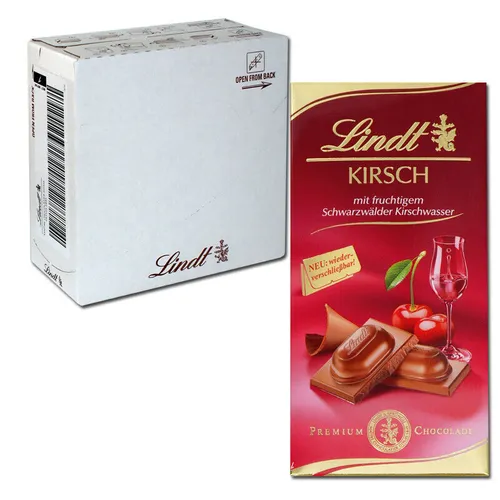  Lindt Kirsch Schokolade 100g, 12 Tafeln 32,48€/1kg