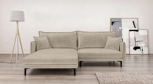 Home affaire Ecksofa ALEXANDRIA mit Recamiere rechts oder links bestellbar, moderne Bezüge, L-Form mit Wellenunterfederung, Maße: B/H/T 246/86/190 cm