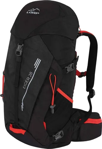 Loap Eiger 28 Wanderrucksack Schwarz-Rot - Der Loap Eiger 28 Wanderrucksack ist ideal für Tagestouren und leichtes Reisen. Hergestellt aus strapazierfähigem Ripstop-Gewebe, bietet er Komfort dank des AFS-Rückensystems und anatomisch geformter Gurte. Perfekt für Handgepäck!