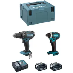 Makita DLX 2131 TJ Akku Kombo Kit 18 V - Akkuschrauber Set mit DHP 482 und DTD 152, kraftvoll mit 62 Nm und 165 Nm, inklusive 2x 5,0 Ah Akkus und Ladegerät für maximale Flexibilität.