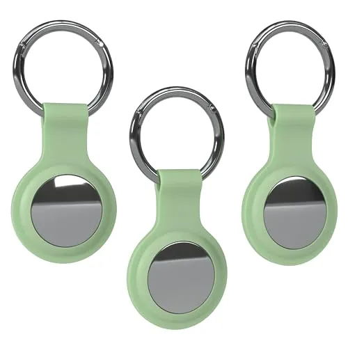 EAZY CASE - 3er Pack Schlüsselanhänger für AirTag Anhänger Hülle Silikon Grün AirTags Schutzhülle Tracker Schlüsselanhänger mit Schlüsselring geeignet auch als Air Tag Anhänger für Hunde, Katze, Kind