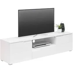 Carryhome Lowboard Spice, Weiß Hochglanz - TV-Halterung mit elegantem Design, bietet großzügigen Stauraum und verleiht Ihrem Wohnzimmer einen modernen Touch.