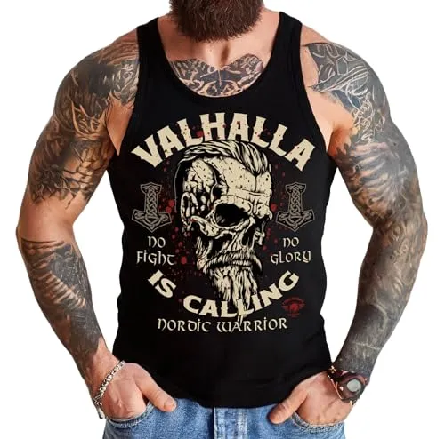 Herren Tanktop Muskel-Shirt für Wikinger Fans: Nordic Warrior - Fun-Tops für Wikinger-Fans mit modernem Schnitt, waschbeständigem Druck und weichem Griff, bedruckt in Deutschland nach ÖKO-TEX100 Standard. Ideal als Geschenk!