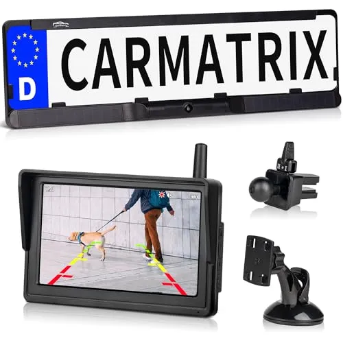 CARMATRIX HD Solar Funk Rückfahrkamera mit 5" Monitor - Sonstiges Autozubehör – kabellose Rückfahrkamera mit Solarenergie für zuverlässigen Schutz vor Parkremplern und einfache Installation.