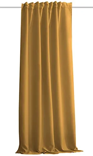 HOMEbasics | Akustikvorhang Uni | ACUSTICO | Lärm-, Hitze-, Kälte- und Zugluft-Schutz + abdunkelnd | Curry | 245 x 135 cm