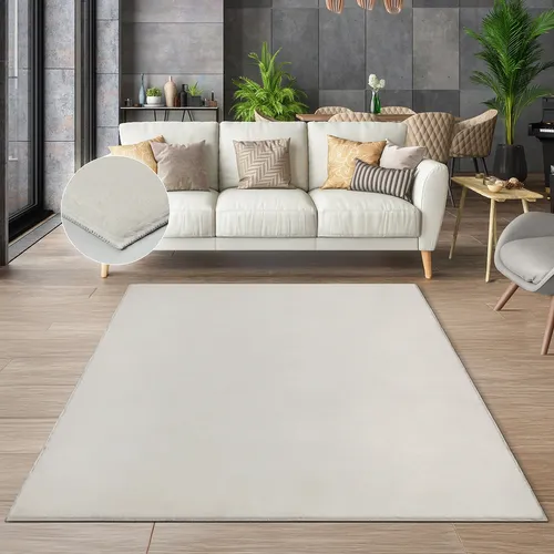 Teppich THE CARPET "Cosy", beige (creme), 70x140 cm - Der moderne Kurzflor-Teppich "Cosy" sorgt für eine gemütliche Atmosphäre in jedem Raum. Besonders pflegeleicht und waschbar bis 30 Grad - ideal für Familien mit Kindern.