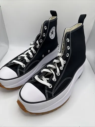 CONVERSE Unisex Run Star Hike Canvas Platform Sneaker 44 EU - Herren-Sneaker mit hoher Plateau-Sohle aus Canvas. Bequem dank SmartFOAM-Einlegesohle und stylisch mit übergroßer zweifarbiger Gummisohle.
