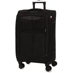 Reisekoffer BERTOO Bolzano - Schwarz, 72-75 l - Der BERTOO Bolzano Reisekoffer vereint Funktionalität und elegantes Design. Mit zwei Vordertaschen, robustem Zahlenschloss und erweiterbarem Hauptfach ist er der ideale Begleiter für Ihre Reisen.