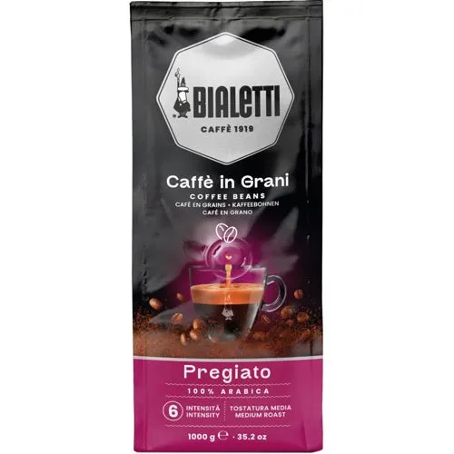 Bialetti Esperto Grani Pregiato Kaffeebohnen 1 kg - Hochwertige Kaffeebohnen für vollmundigen Genuss, ideal für die Zubereitung in verschiedenen Kaffeemaschinen.