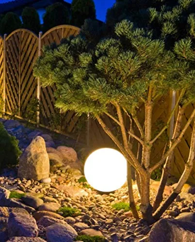 Trango 1er Set 300WB IP65 Gartenkugel in Weiß matt - Dekorative 30cm Kugelleuchte mit IP65 Schutz, ideal für Garten und Terrasse. Inklusive E27 LED Leuchtmittel und 5 Meter IP44 Kabel für flexible Platzierung.
