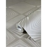 Harald Glööckler Vlies Tapete Grafik Linie beige Glanz - Stilvolle Wandtapete im Art déco Design, waschbar und feuchtraumgeeignet für jeden Wohnraum. Perfekt für ein elegantes Ambiente!