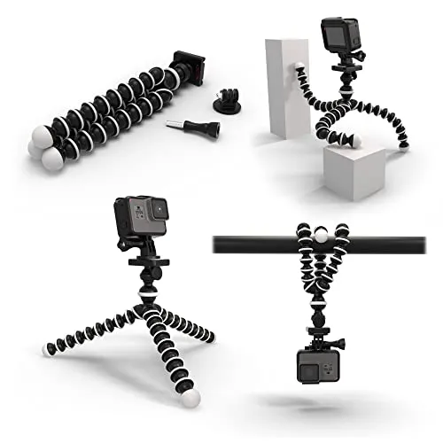 Digicharge Octopus 10'' Stativ Tripod für GoPro Lit Hero Hero13 13 Hero12 12 Max 2/DJI Osmo Action 5 4 / Insta360 One/Akaso Apexcam Gookam Fitfort Apeman Camkong Action Kamera Sport-Camcorder