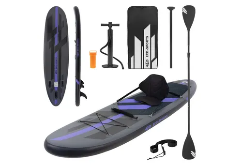 ECD Germany Aufblasbares Stand Up Paddle Board mit Kajak Sitz | 320 cm | Schwarz - Aufblasbares SUP Board mit Kajak-Funktion, ideal für bis zu 120 kg. Inklusive Tragetasche, Pumpe und Zubehör – perfekt für Abenteuer auf dem Wasser!