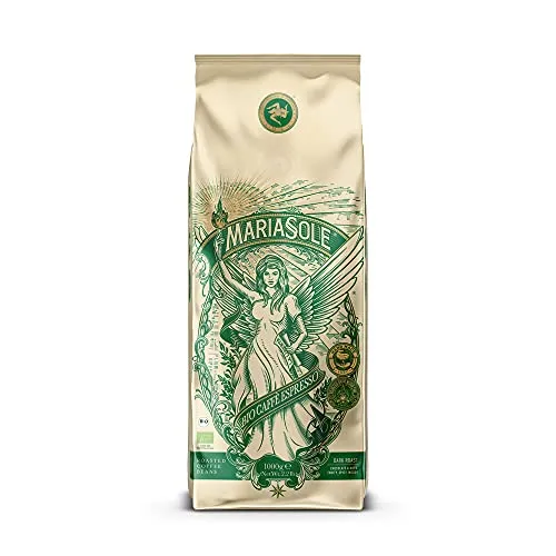 MariaSole Caffè Espresso Bio 1kg - Bio-Kaffee mit intensiven Aromen von Karamell und Schokolade, ideal für Espresso-Liebhaber, nachhaltig produziert und schonend geröstet.