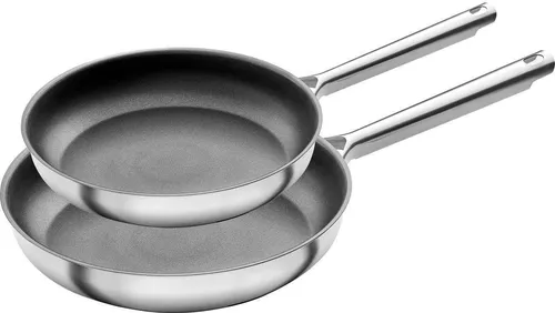 ZWILLING TrueFlow Bratpfannen-Set, 2-teilig (24 cm + 28 cm) - Hochwertiges Pfannen-Set aus 18/10 Edelstahl mit innovativer Antihaftbeschichtung für müheloses Braten. Ideal für Fleisch, Fisch und Gemüse, induktionsgeeignet und energiesparend.