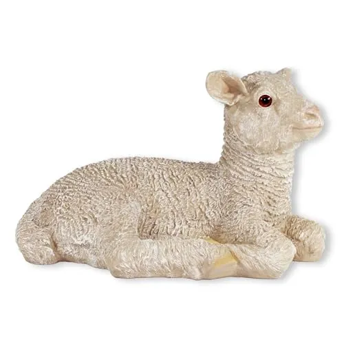 Colourliving Schaf Figur Lamm Nancy liegend - Handbemalte Polyresin Lammfigur für Garten & Haus – wetterfest und detailreich, ideal für festliche Anlässe wie Ostern und Weihnachten.