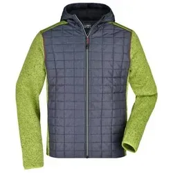 Men's Knitted Hybrid Jacket Strickfleecejacke im stylischen Materialmix grau/grün, Gr. XL