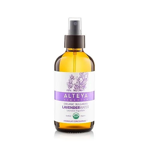 Alteya Bio Lavendelwasser Spray in Glasflasche 240ml - 100% USDA Bio-zertifiziert, Lavandula Angustifolia Hydrolat, feuchtigkeitsspendend, ohne Zusatzstoffe & ohne Alkohol, Kissenspray