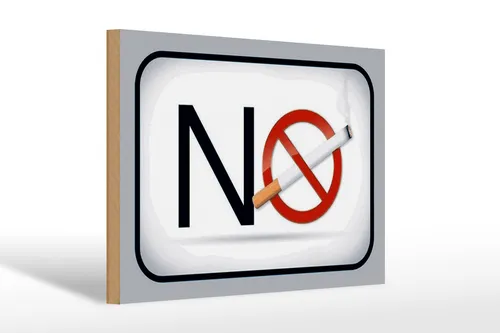 Holzschild Hinweis 30x20 cm No smoking Rauchverbot Deko Schild wooden sign