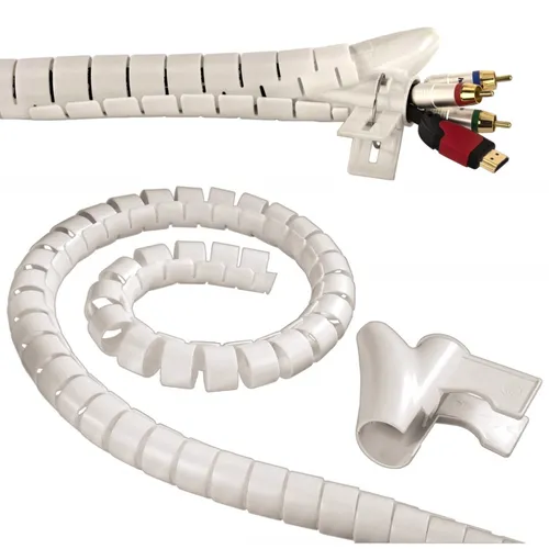 Hama Kabelspirale 1,5m - Weißer Kabel-Schlauch für TV, PC & HiFi - Praktische 1,5 m lange Kabelspirale aus hochwertigem Kunststoff, ideal zur übersichtlichen Kabelführung und -bündelung. Perfekt für den Einsatz bei TV, PC und HiFi-Anlagen.
