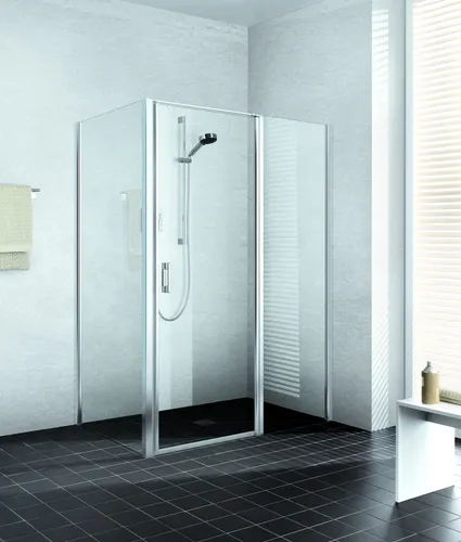 Kermi LIGA Pendeltür 1-flügelig mit Festfeld 200 cm - Duschkabinen mit hochwertigem Sicherheitsglas und stabilen Aluminiumprofilen. Die innovative Hebe-Senk-Mechanik sorgt für müheloses Öffnen und Schließen.