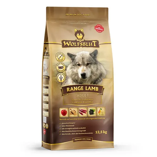 Wolfsblut Range Lamb Adult Trockenfutter 12,5 kg - Lamm mit Reis - Hundefutter, reich an hochwertigem Lammfleisch und Reis für eine gesunde Ernährung, ideal für erwachsene Hunde.