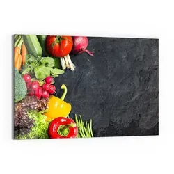 DEQORI Magnettafel 'Schiefertafel mit Gemüse', Whiteboard Pinnwand beschreibbar bunt|schwarz 60 cm x 40 cm