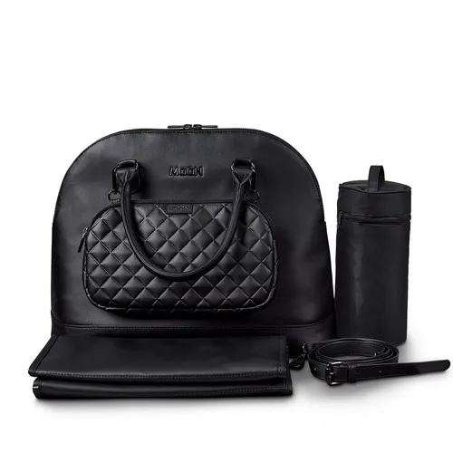 Moon Wickeltasche Fashion Bag inkl. Clutch, Schwarz - Stylische Wickeltasche aus strapazierfähigem Textil, inklusive praktischer Clutch. Ideal für unterwegs mit Baby, perfekt für Kinderwagen und moderne Eltern.