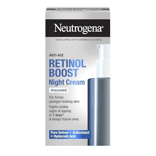 Neutrogena Retinol Boost Nachtcreme 50 ml - Gesichtscremes für Damen, die die Hautfestigkeit zurückgibt, Falten reduziert und intensiv hydratisiert – für ein jugendliches, strahlendes Hautbild.