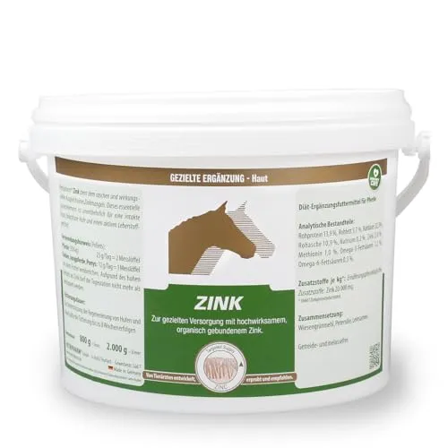 Vetripharm Equipower Zink 2kg - Hochwertiges Zink für Pferde - Pferdefutter zur Unterstützung der Hautregeneration, Stärkung des Hufhorns und Anregung des Immunsystems mit organisch gebundenem Zink.