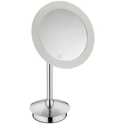 Standspiegel Alessia Messing verchromt 41,5cm - Kosmetikspiegel mit LED-Beleuchtung, elegant aus Messing, Ø 21,5 cm, ideal für perfektes Styling dank verstellbarem Gelenk.