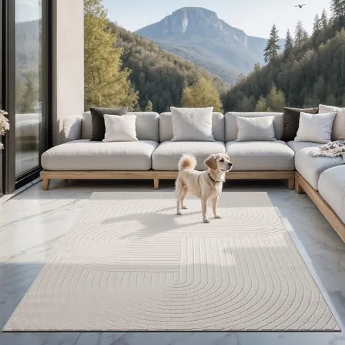 the carpet Santo Plus - Hochwertiger Outdoor Teppich, Wetterfest und Pflegeleicht, 140 x 200 cm - Teppiche Gegend: Hochwertiger Outdoor Teppich mit einzigartiger 3D Optik, wetterfest und ideal für Balkon oder Terrasse, pflegeleicht und langlebig.