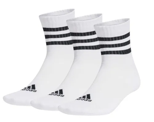 adidas Performance adidas Sportsocken 3-Streifen Cushioned Sportswear Mid-Cut (Baumwolle) weiss/schwarz - 3 Paar