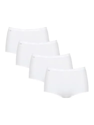 Sloggi Damen Basic+ Maxi 4p Slip - Weiß, 50 EU - Funktionsunterwäsche: 4er Pack mit langlebigen Maxi Slips aus weicher Baumwolle und hochwertigem LYCRA für optimalen Tragekomfort und Bewegungsfreiheit.