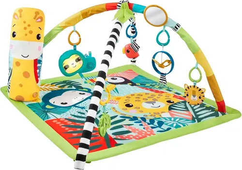 Fisher-Price Spielbogen Rainforest Spieldecke - mehrfarbig, fördert motorische Entwicklung mit interaktiven Spielzeugen und kuscheliger Decke