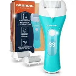 Grundig Elektrischer Hornhautentferner Premium - Hornhautentferner für feuchte und trockene Füße, mit Arbeitslicht und 3 wechselbaren Rollen für individuelle Pflege. Wiederaufladbar und ideal für die tägliche Fußpflege.